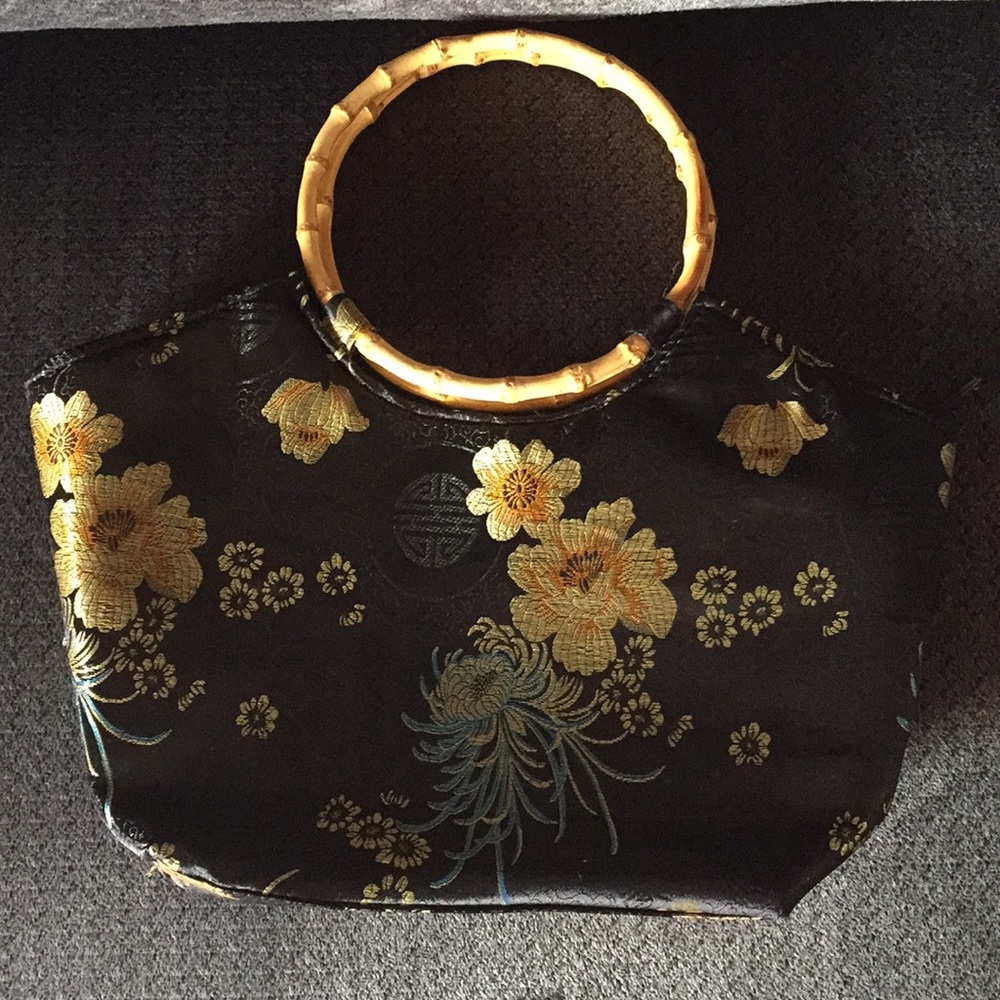Black Silk Asian inspired handbag